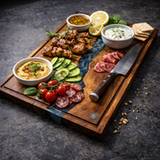 Premium Schneidebrett Nussbaum – Blau