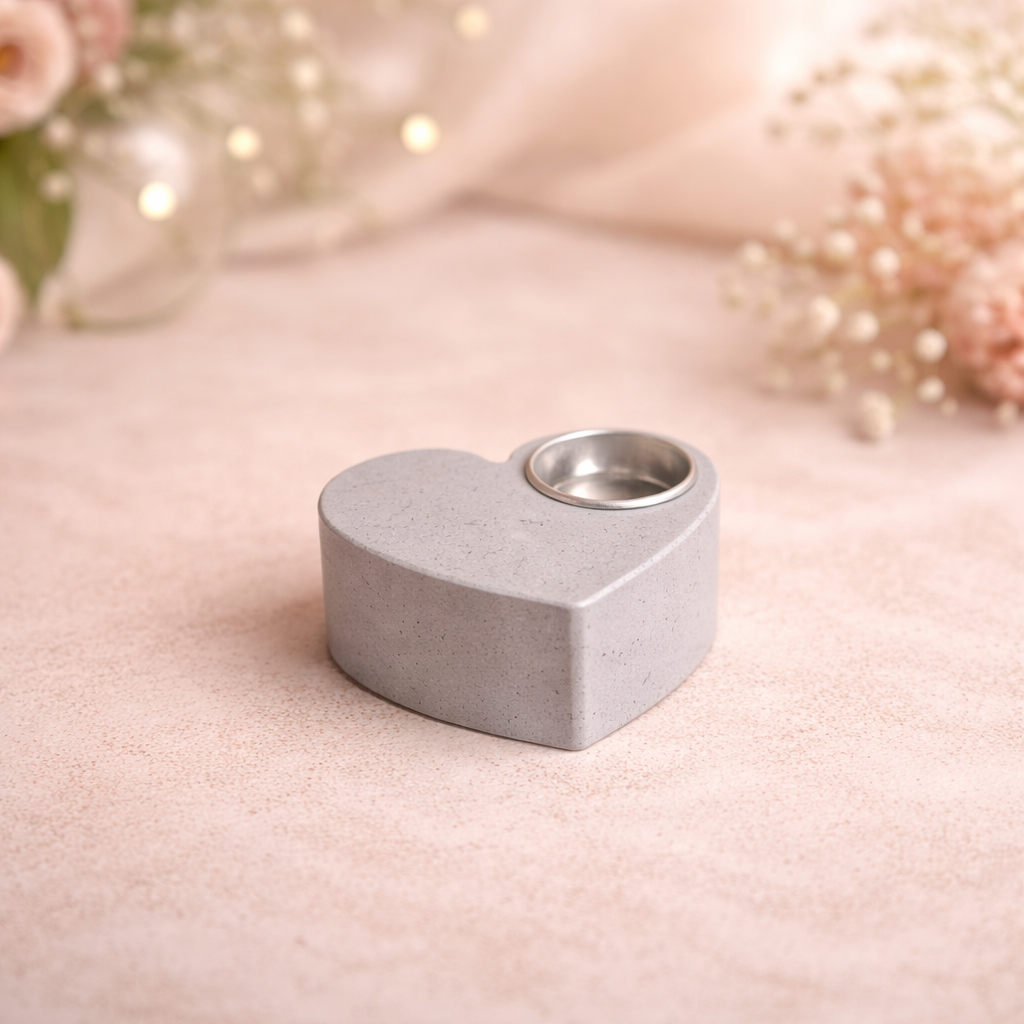 Kerzenhalter aus Hydroflow – Herzform Grau