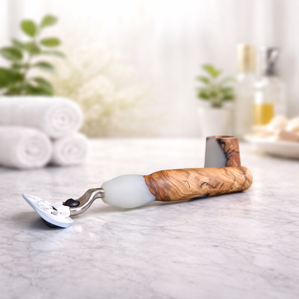 Ladyshave aus Olivenholz & Epoxidharz – Weiss