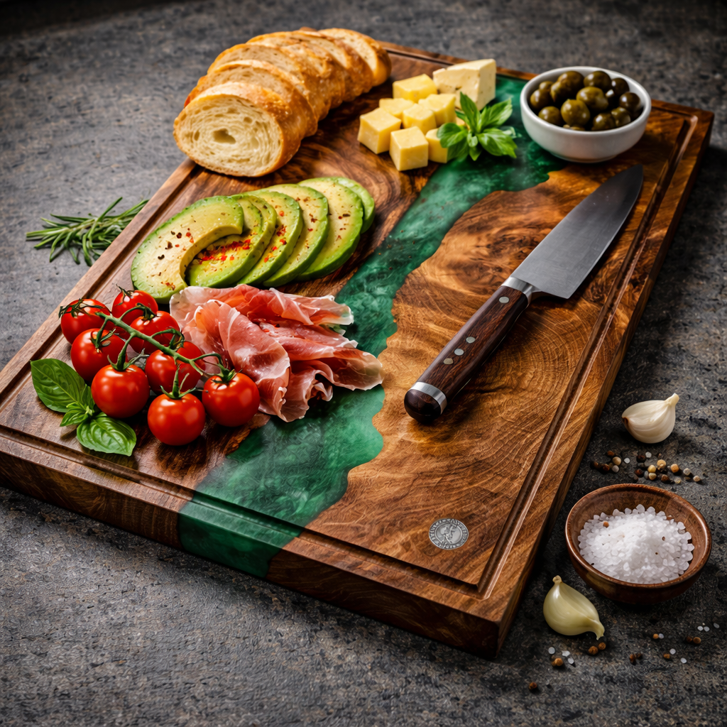 Premium Schneidebrett Nussbaum – Grün