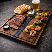 Premium Schneidebrett Nussbaum – Blau