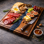 Premium Schneidebrett Nussbaum – Blau