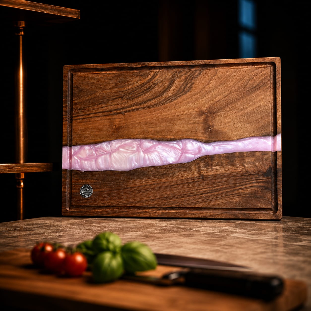 Premium Schneidebrett Nussbaum  Rosa – 43 × 31 × 3 cm